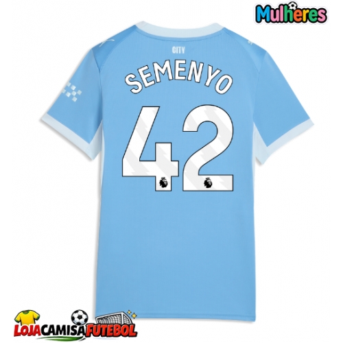 Camisa de Futebol Manchester City Antoine Semenyo #42 Equipamento Principal Mulheres 2026-27 Manga Curta